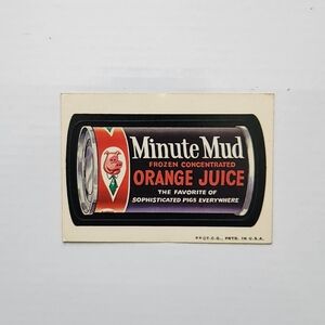 🍊 Vintage 1973 Wacky Packages Sticker - "Minute Mud" Trading Card Collectible ✨